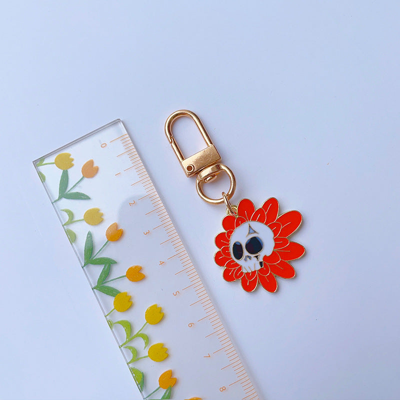 Wholesale Halloween Alloy Oil Dripping Skull Pumpkin Keychain